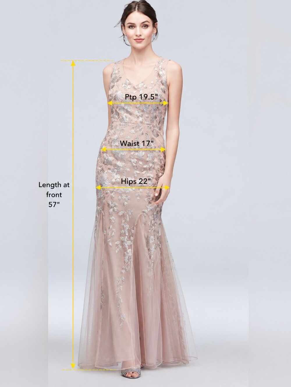 Alex Evenings Blush Embroidered Sequin Flower V- Neck Gown Size 12